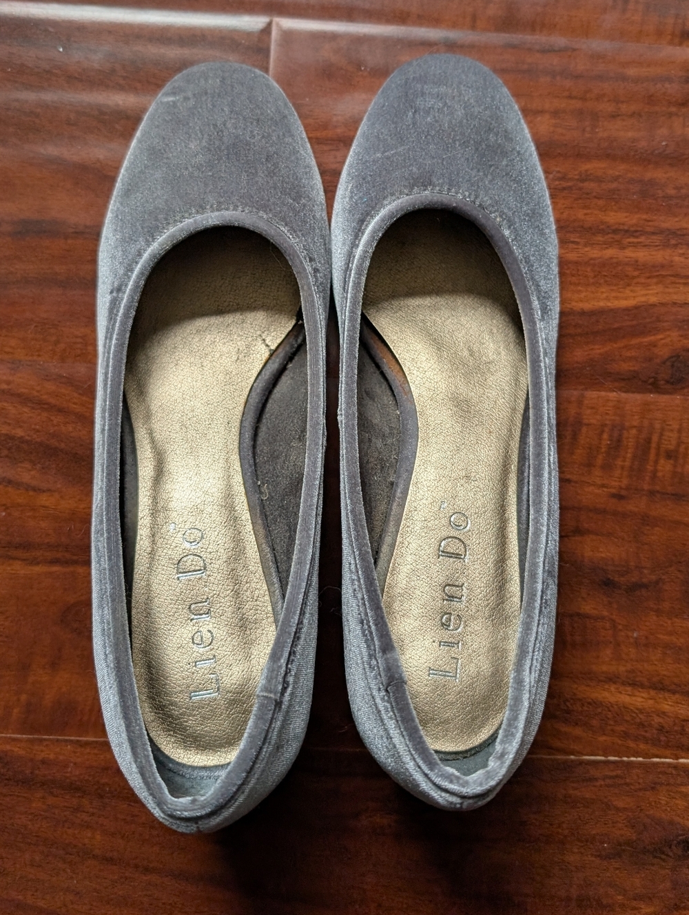 Anthropologie Grey Velvet Rounded Toe  Heels